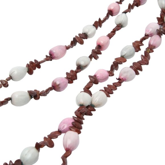 Vintage Shell Necklaces Chain Cowrie Seashell Seeds Beads Ivory White Tan Brown - Picture 8 of 10